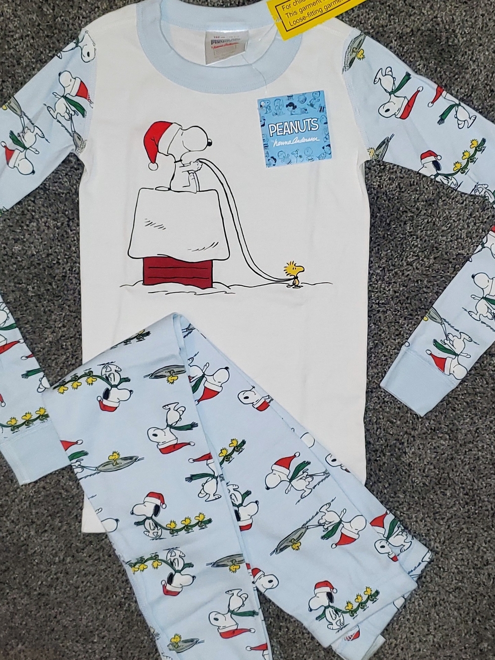 Hanna Andersson Peanuts Snoopy & Woodstock Christmas Long Johns Sz 120 6/7